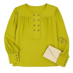 Anne Klein  Vintage Chartreuse Silk Blouse Button Front LongSleeve Size 14 in EUC Photo 0