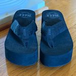 REEF  Sandy Hi Black Woven Platform Flip Flops Size 6 Photo 3