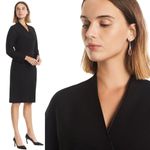 MM.LaFleur M.M. LaFleur The Pamela Dress - Tuxedo Women's 8 Black V-Neck Wool Pencil Career Photo 1