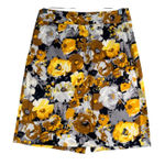 J.Crew Skirt Floral Print Stretch Cotton Blend Career Casual Yellow Gray Size 4 Photo 0
