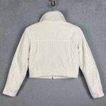 Hollister White Cream Ribbed Corduroy Fleece Faux Fur Jacket Photo 4