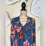 ODDY Green/Blue Floral Print Swing Style Crochet Lace Top Size Small Green Photo 2