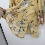 Adora Yellow Floral Sheer Ruffle Mixed Pattern Kimono Shawl Overlay Size Small Photo 4