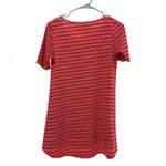 LuLaRoe Women T-Shirt Red Striped Round Neck Short Sleeve Slit Side Size XXS Photo 4