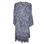 BeachLunchLounge  Short Sleeve Tassle Mini Dress Women's‎ Large Navy Blue Aztec Photo 4