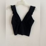 ZARA Black Ruffle Strap V-Neck Crop Top Women’s Size M NWOT Photo 4