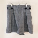 ZARA Gray Plaid High Waist Paperbag Shorts Photo 1