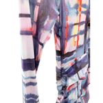 Parker  Abstract Print Ruched Mesh Dress Long Sleeve Bodycon Size 4 Watercolor Photo 4