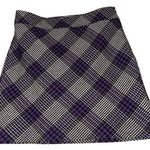 Loft  Women’s Plaid Wool Blend Mini Skirt Size 8 Purple Black & White Lined Photo 0