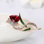 Elegant Crystsl Flower Brooch Pin for Women Gold Photo 1