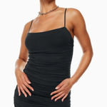 Babaton x Aritzia Contour Ruched Cami Mini Dress in Black Medium Photo 0