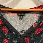 Torrid  black floral roses smocked high low tunic mini dress vneck button front Photo 7