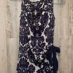 Joy Joy  Floral Printed Tie Waist Sleeveless Top- Navy/Ivory size M Photo 0