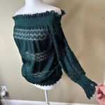 Anthropologie  Deletta brand Off Shoulder Green Lace Top - size Medium Photo 3