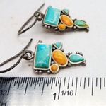 Sterling Silver BARSE  925 Turquoise Spiny Oyster Inlay Drop Dangle Earrings VTG Photo 4