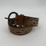 Fossil  Brown Faux Leather Embroidered Geometric Pattern Belt Womens Size Small Photo 0