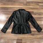 Denim & Co Vintage Black Leather Jacket Zip Up Fitted Work Jacket Blazer Formal Photo 1
