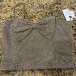 BE ORIGINAL SPARKLE CROP TOP SIZE M BOW NWT ADJ STRAP HOLIDAY PARTY Light Gold Size M Photo 4