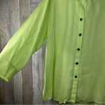 Caroline Rose Linen Light Lime Green 1X Button Front 3/4 Sleeves Shirt w/Collar Photo 6