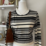 Forever 21 Striped Black and White Long Sleeve Crop Top Size 2X Photo 0