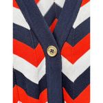 Michael Kors Womens Medium Chevron Cardigan Sweater Orange White Navy Photo 4