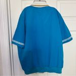 Teddi Vintage 80’s White and Teal Half Button Up Shirt with Shoulder Pads Blue Size L Photo 3