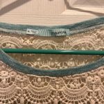 Maurice's Womens XL Top Blue Crochet Lace Crew Neck 3/4 Sleeve Pullover Photo 2