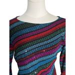 St. John St. John Evening Sequin Stretch Knit Asymmetrical Top Size 8 Cocktail Party Photo 3