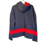 NFL Navy Blue Red Striped Hooded Patriots Boston Football Pullover Women Sz XL Photo 1