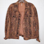 Free People Snake Trucker Jacket in Brown Size Small Photo 0
