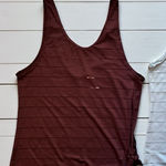 Athleta  Striped Sheer-Line Performance Tank Tops Bundle of 2 XL Blue & Burgundy Photo 0