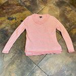 Talbots Pink White Striped V-neck Sweater Petite Small Photo 2