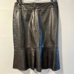 Etcetera  Black Leather Midi Skirt Photo 1
