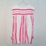 Lemlem White Neon Pink Striped Handwoven Caftan Dress Photo 2