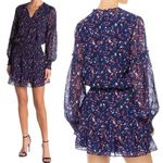 Parker NWT Laura Smocked Printed Mini Dress Blue Mango Print Women’s Size Medium Photo 1