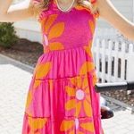 J. Marie The Maui Ruffle Strap Midi Dress Size L Pink Size L Photo 0