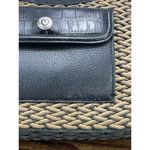 Brighton Brown Black Wicker And Leather Shoulder Bag Purse Woven Strap Zip Top Photo 5