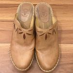 Frye Boots Charlotte Flower Tan Leather Heeled Mules Slip On Size 8M Photo 3