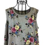 Retrology Gray Floral Cold Shoulder Sweatshirt Women’s Size Large Photo 2