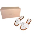 Alexandre Birman NIB Clarita Woven Leather Flat Sandals in White Size 39.5 Photo 2