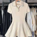 Sierra Darien Elegant Ivory Soft Knit Mini Dress with Crystal Embellished Collar White Size undefined Photo 6