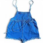 Forever 21 Women’s Demin Blue Short Overalls Size L Photo 0