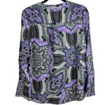 Denim & Co. Printed Split Y Neck Tunic with Flared Sleeves‎ S Gray Photo 1