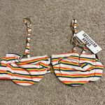 Out From Under white rainbow striped Ivy printed underwire bikini top never worn Photo 3