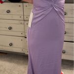 Azazie Lilac Satin Halter Bridesmaid Dress Photo 3
