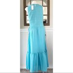 Anthropologie Dolan Smocked Bodice Maxi Dress Ruffle Blue Aqua Size XL NWT $248 Photo 4