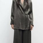 ZARA Shiny Effect Double Breasted Blazer Aged Gold Size S Metallic Office Siren Photo 9