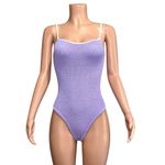 HUNZA G Pamela Seersucker One Piece Swim, Lilac/White, OS Purple Size undefined Photo 5