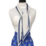 Vera Neumann Vintage Blue and White Polka Dot Pointed Skinny Scarf Photo 5