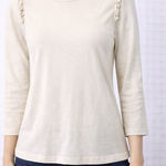 Premise  Cream Long Sleeve Top with Ruffle Detail Photo 0